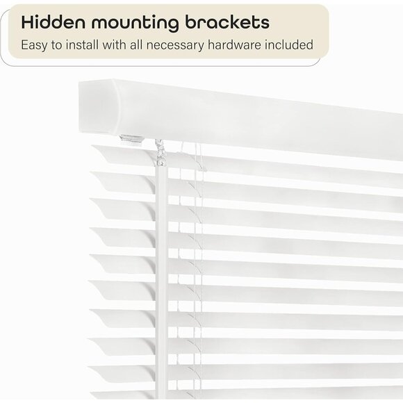 Achim Cordless Mini Blinds 58x64 Pearl White Light Filtering Kid Safe Vinyl - Picture 3 of 6